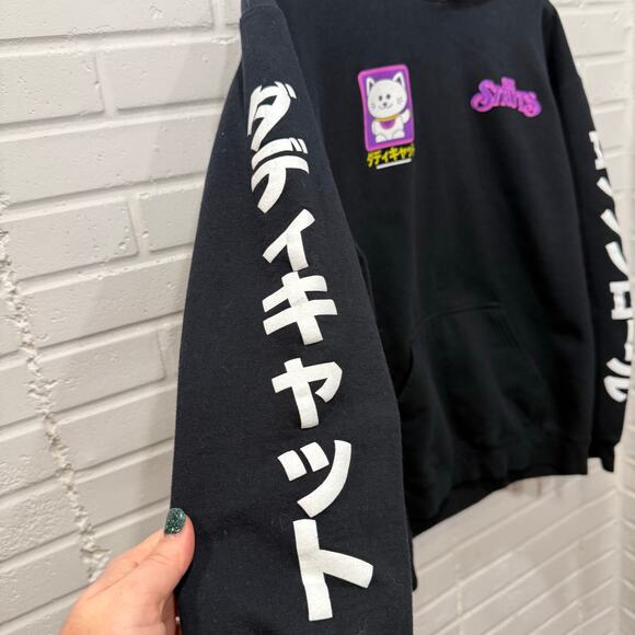 The Struts Lucky Cat Japanese Graphic Hoodie Black Men Lrg Band Merch Streetwear - Picture 6 of 13